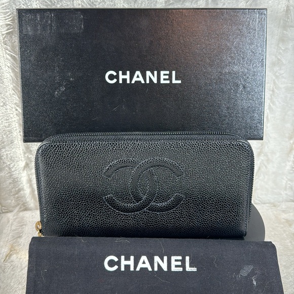 Chanel Caviar Calfskin Leather Zip Around Continental Wallet All Inclusive - Picture 1 of 16